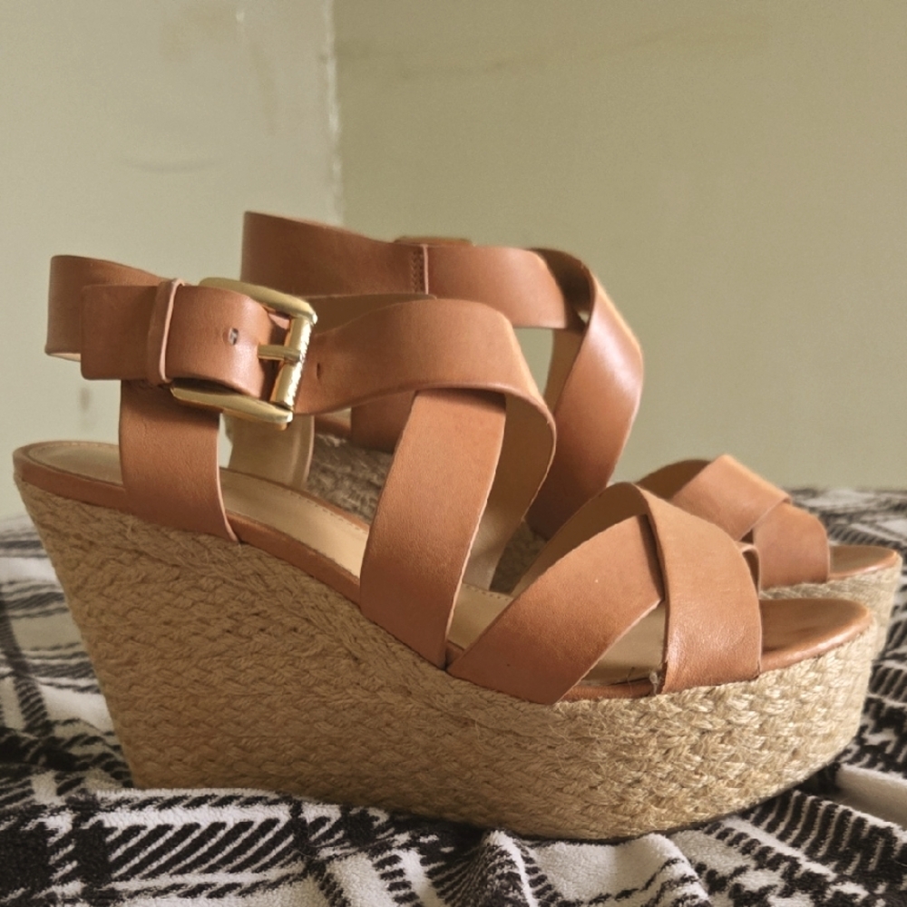 Michael Michael Kors Celia Mid Wedge Leather And Rope